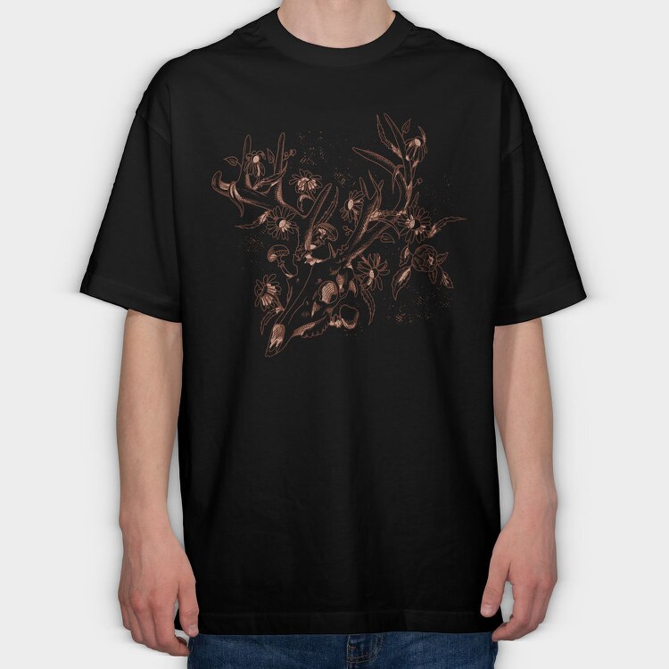Deer Skull Nature, Tricou Oversize Barbati (Unisex)