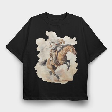 Cowboy Riding Horse Bucking, Tricou Oversize Barbati (Unisex)