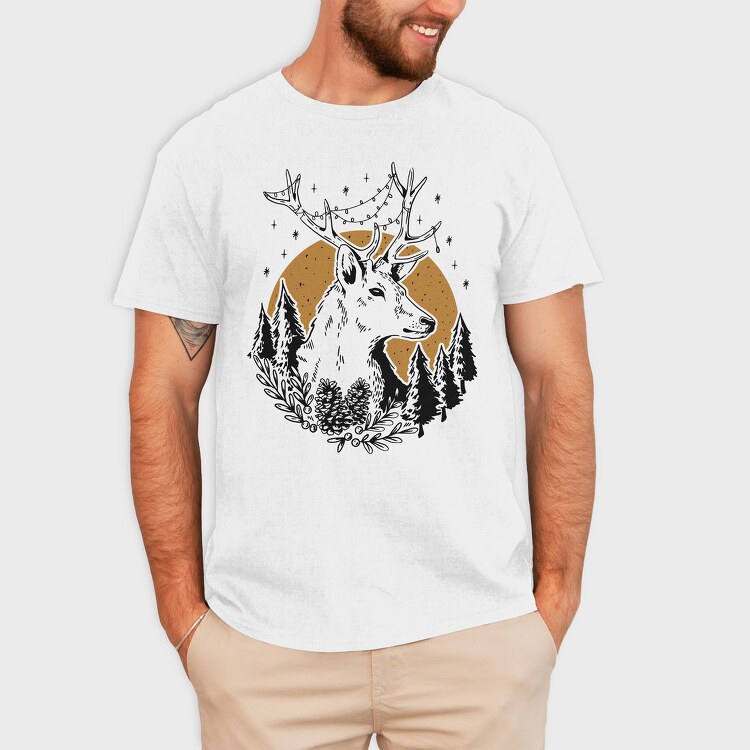 Deer Wild In Nature Christmas, Tricou Barbati (Unisex)