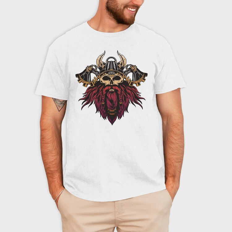 Steampunk Viking Skull, Tricou Barbati (Unisex)