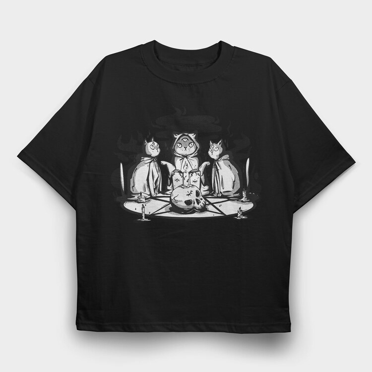 Satanic Cat Animal Ritual, Tricou Oversize Barbati (Unisex)