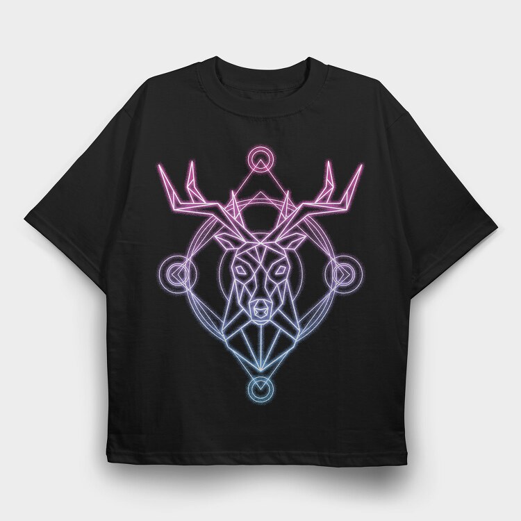 Neon Deer, Tricou Oversize Barbati (Unisex)