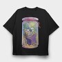 Cozy Skeleton Reading Books Jar Chill, Tricou Oversize Barbati (Unisex)