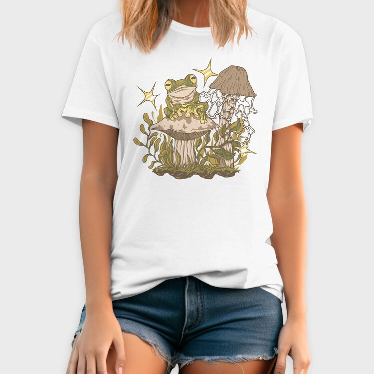 Frog And Mushrooms On, Tricou Barbati (Unisex)