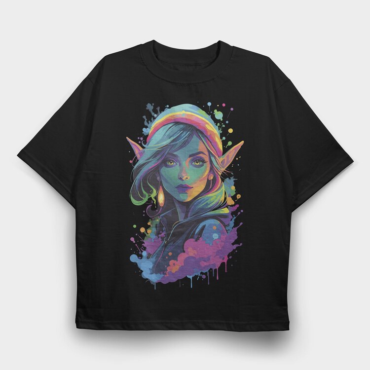 Neon Elf Woman, Tricou Oversize Barbati (Unisex)