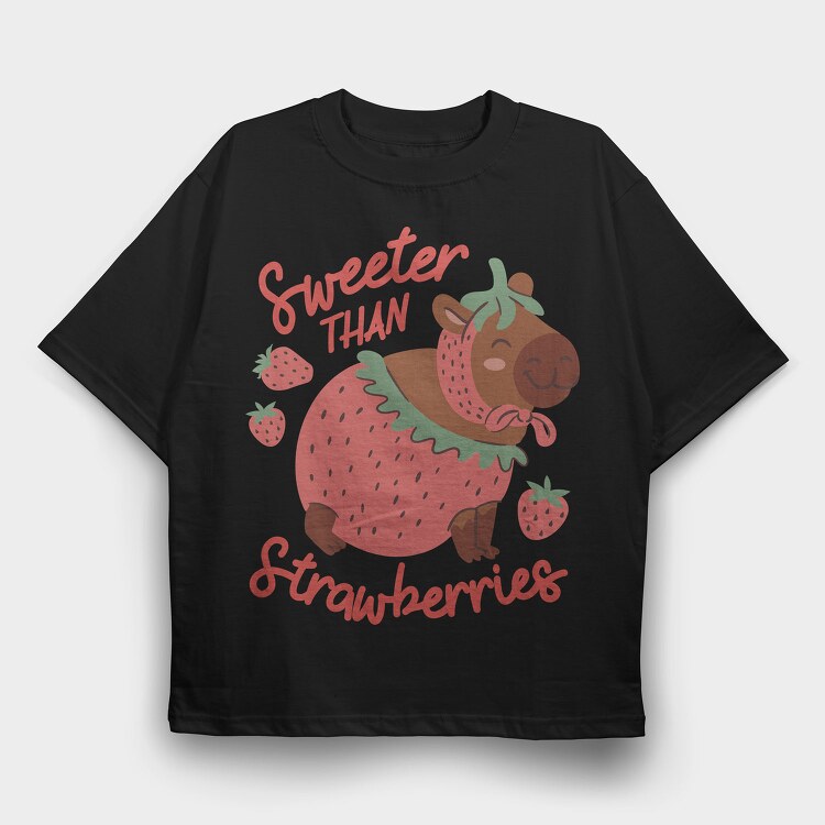 Strawberry Sweet Capybara 03, Tricou Oversize Barbati (Unisex)