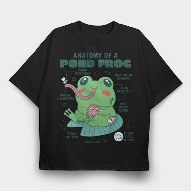 Frog Cute Anatomy, Tricou Oversize Barbati (Unisex)