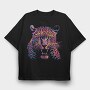 Neon Leopard Angry, Tricou Oversize Barbati (Unisex)