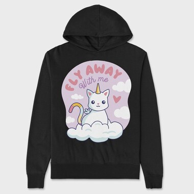 Fly Away With Me Unicorn Cat, Hanorac Oversize Barbati (Unisex)