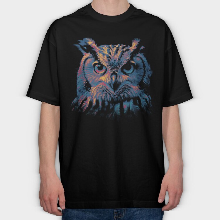 Neon Owl, Tricou Oversize Barbati (Unisex)