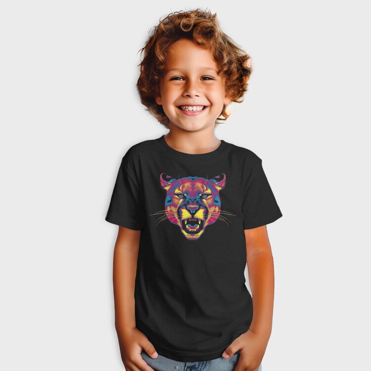 Neon Wild Feline Roar Angry Pumpa, Tricou Copii