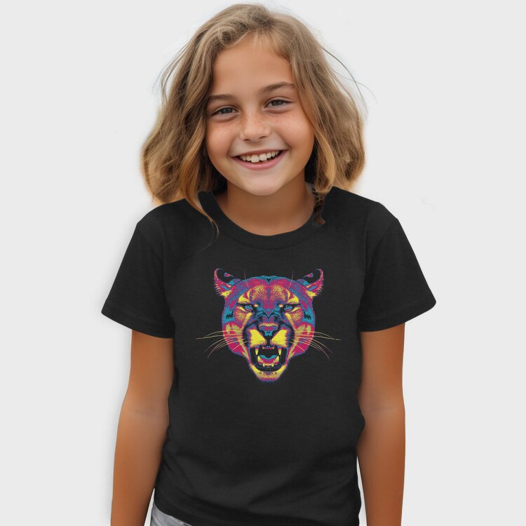 Neon Wild Feline Roar Angry Pumpa, Tricou Copii
