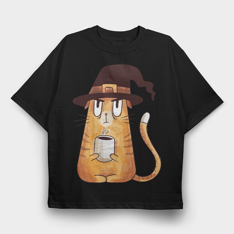 Serious Witch Grumpy Cat, Tricou Oversize Barbati (Unisex)