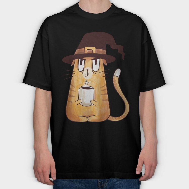 Serious Witch Grumpy Cat, Tricou Oversize Barbati (Unisex)