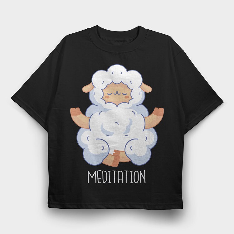 Sheep Animal Mahditation Meditation, Tricou Oversize Barbati (Unisex)