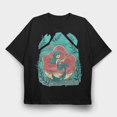 Creepy Halloween Mermaid Cute, Tricou Oversize Barbati (Unisex)