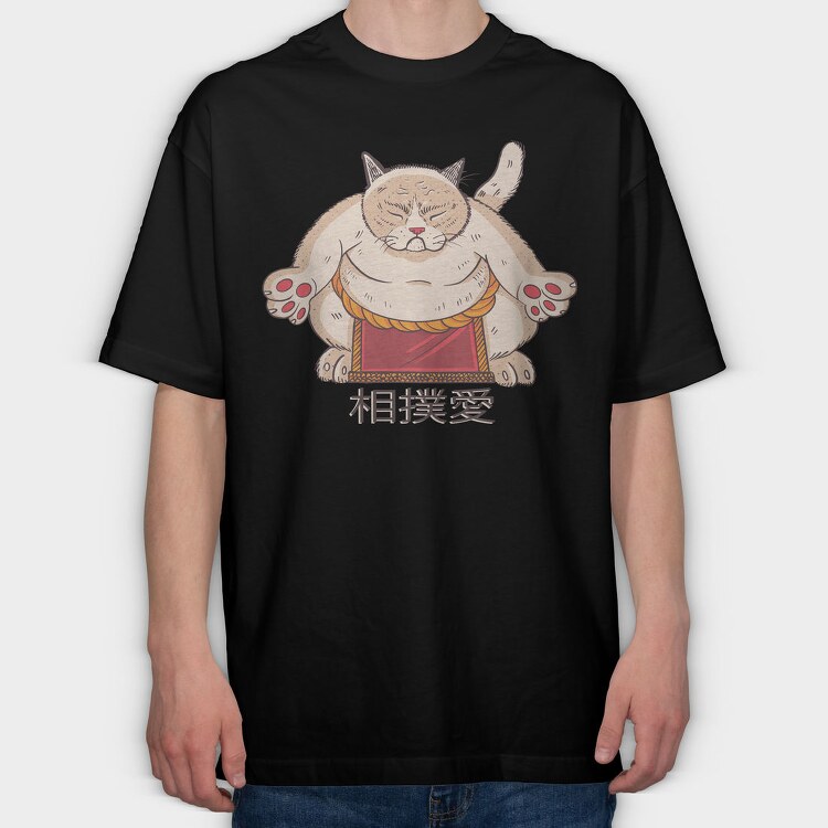 Sumo Cat, Tricou Oversize Barbati (Unisex)