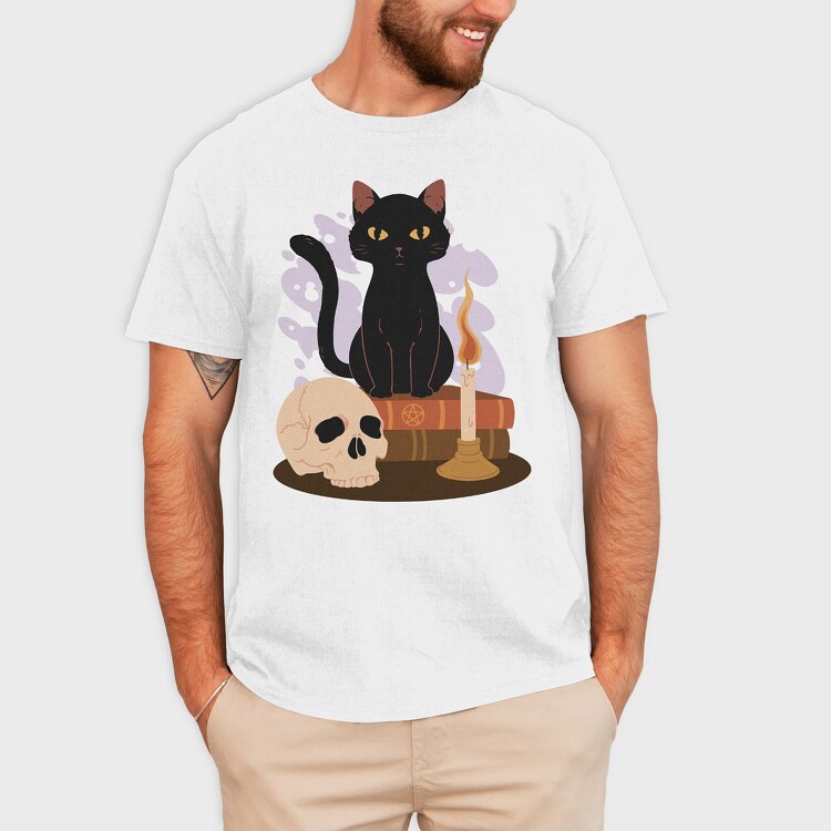 Witchy Black Cat, Tricou Barbati (Unisex)