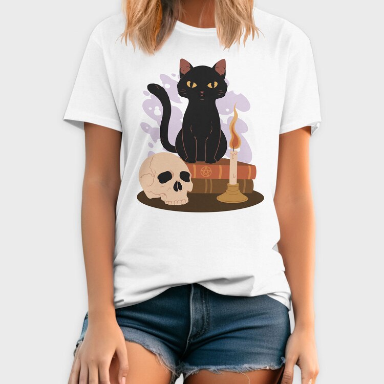 Witchy Black Cat, Tricou Barbati (Unisex)