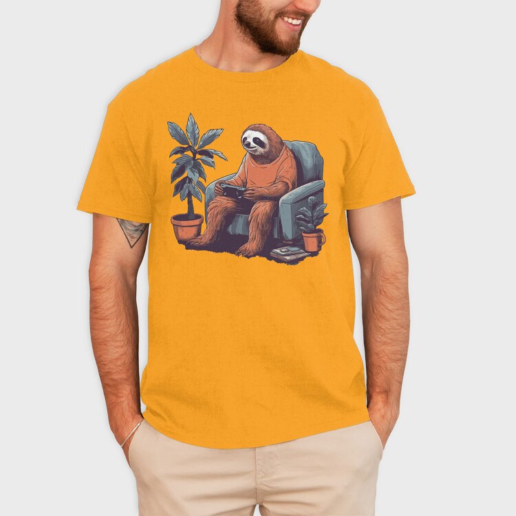 Chill Sloth Playing Video Games, Tricou Barbati (Unisex)