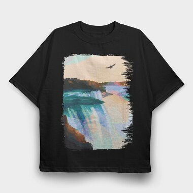Niagara Falls Painting, Tricou Oversize Barbati (Unisex)