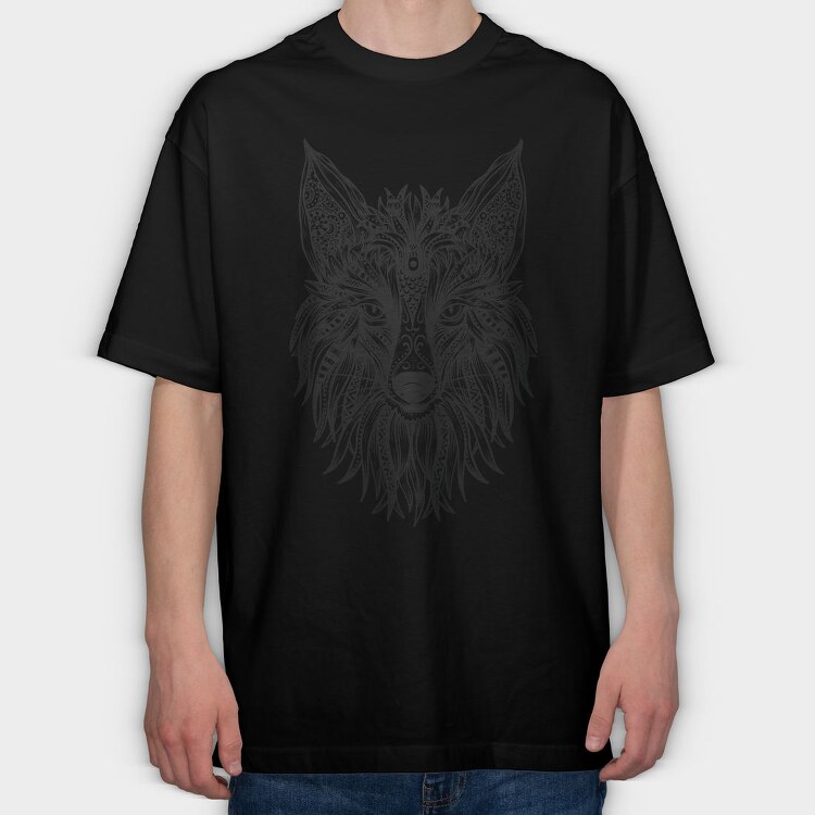 Tribal Fox 001, Tricou Oversize Barbati (Unisex)