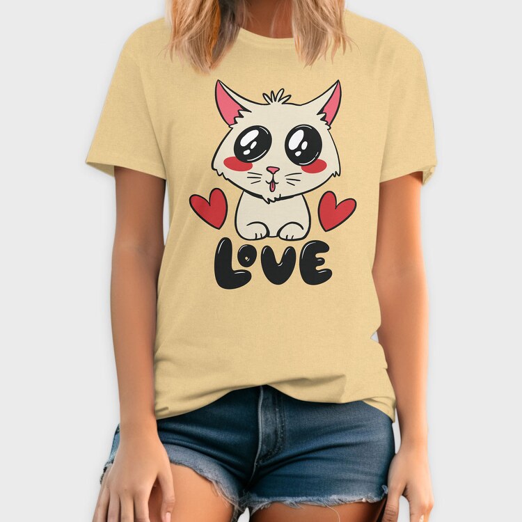 Love Cute Cat, Tricou Barbati (Unisex)