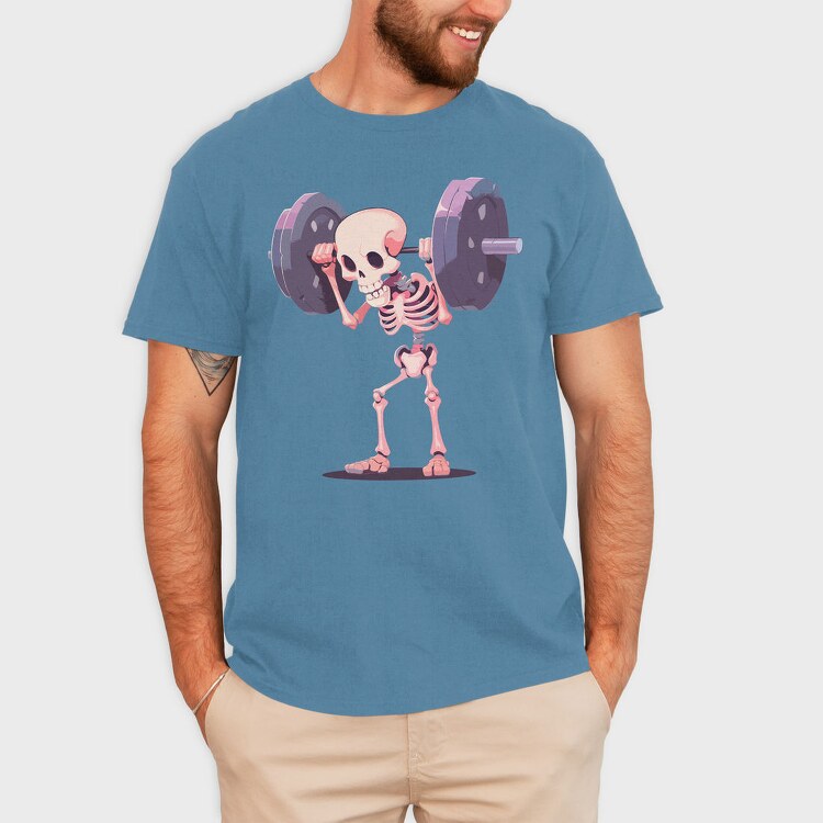 Humorous Weightlifting Skeleton Skelleton Lifting, Tricou Barbati (Unisex)