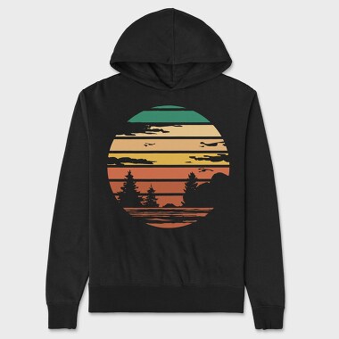 Forest Retro Sunset, Hanorac Oversize Barbati (Unisex)