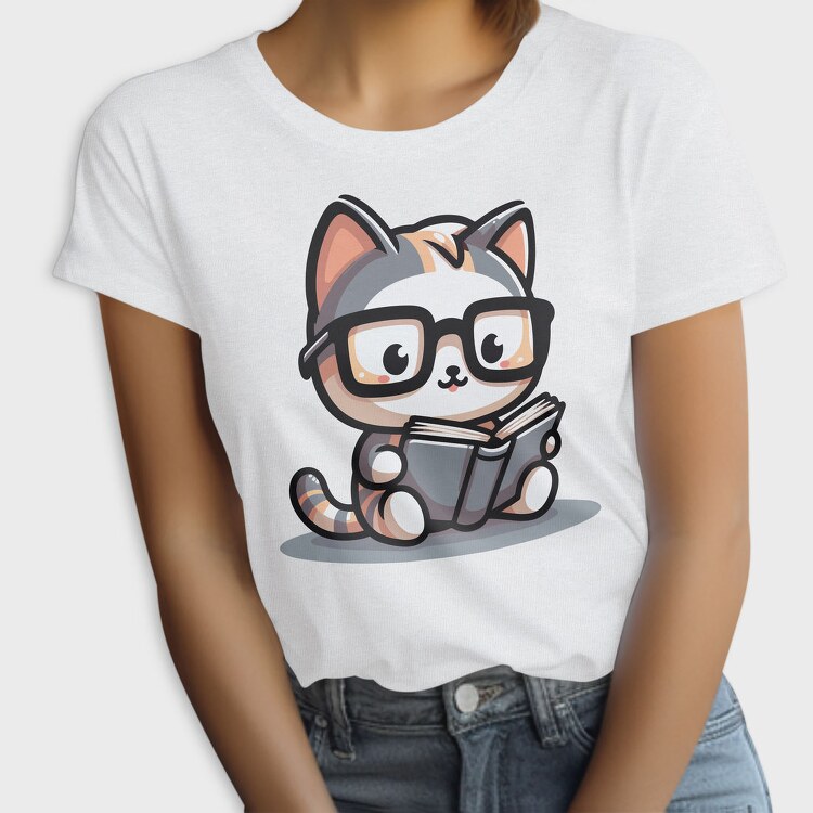 Clever Cat Reading, Tricou Femei
