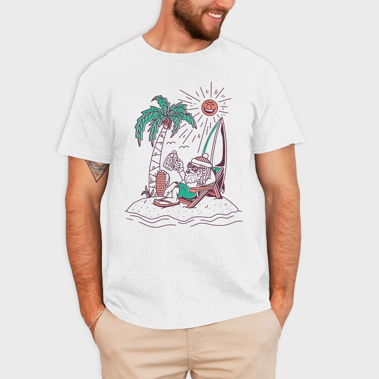 Surfer Santa Beer, Tricou Barbati (Unisex)