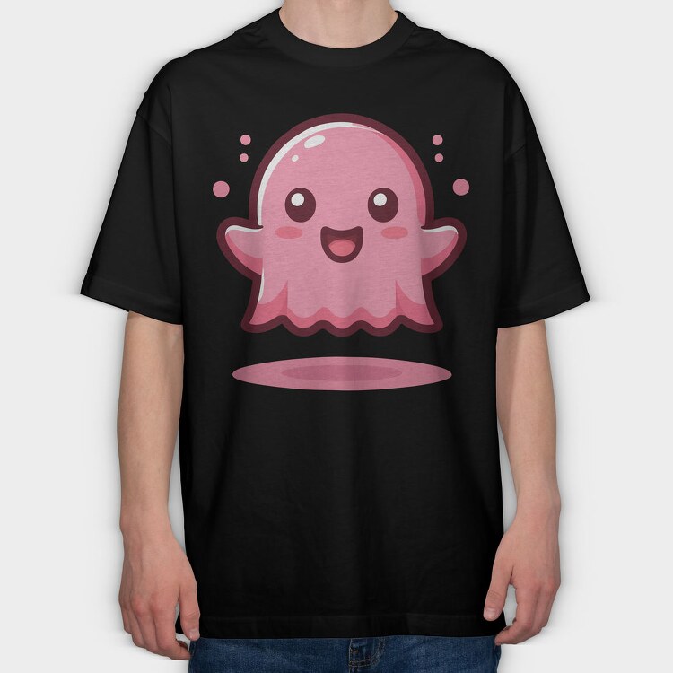Bubbly Pink Ghost, Tricou Oversize Barbati (Unisex)
