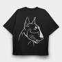 Bull Terrier Chalkboard, Tricou Oversize Barbati (Unisex)