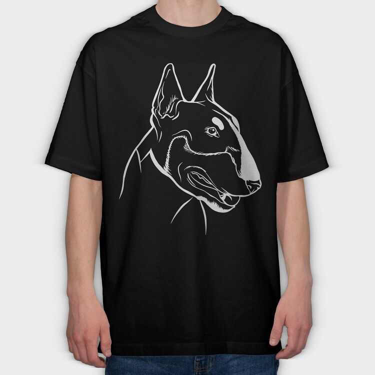 Bull Terrier Chalkboard, Tricou Oversize Barbati (Unisex)