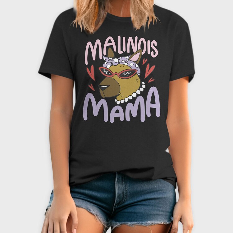 Female Dog With Sunglasses Malinois Mama, Tricou Barbati (Unisex)