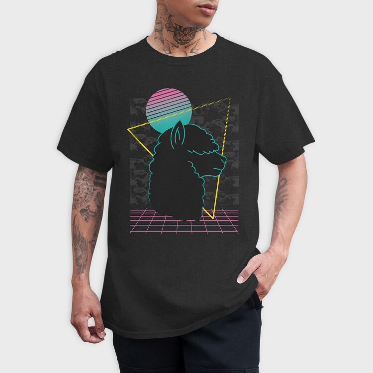 Vaporwave Alpaca Retro, Tricou Barbati (Unisex)