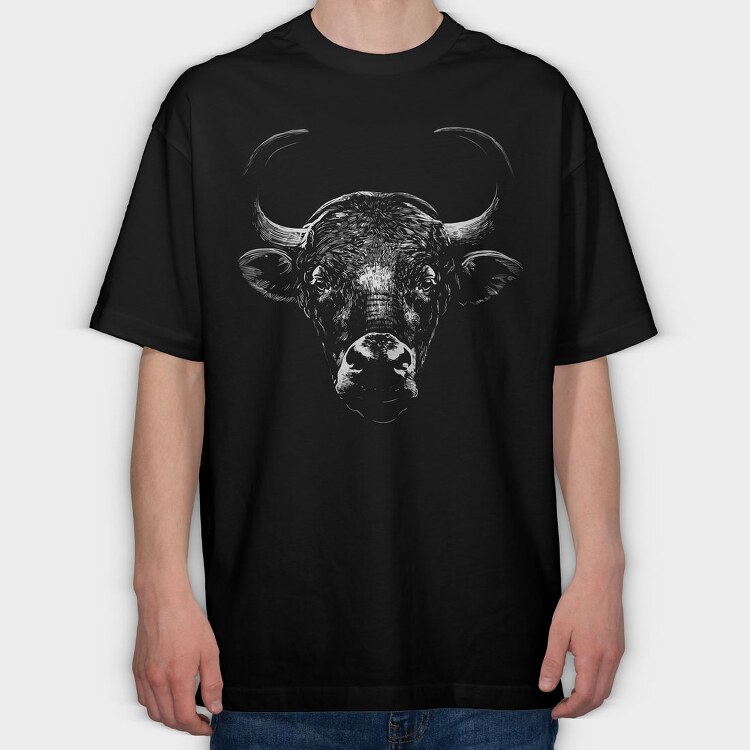 Bull Wild Monochrome, Tricou Oversize Barbati (Unisex)