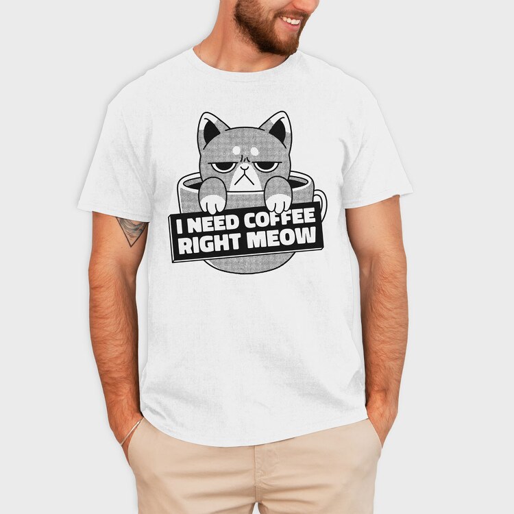 I Need Cofee Right Meow, Tricou Barbati (Unisex)