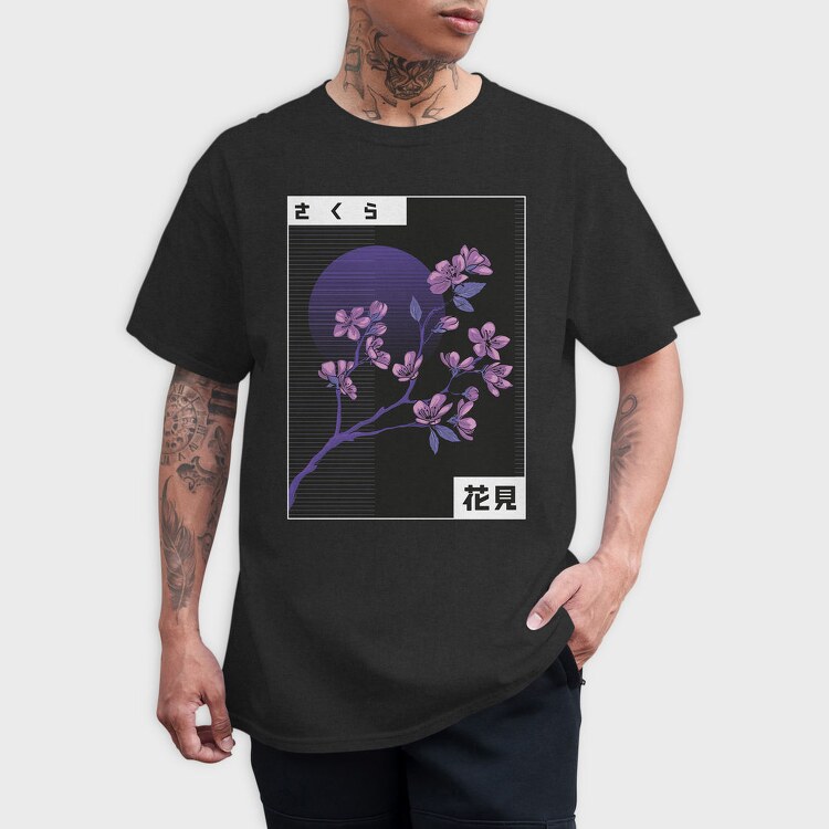 Vaporwave Cherry Blossom, Tricou Barbati (Unisex)