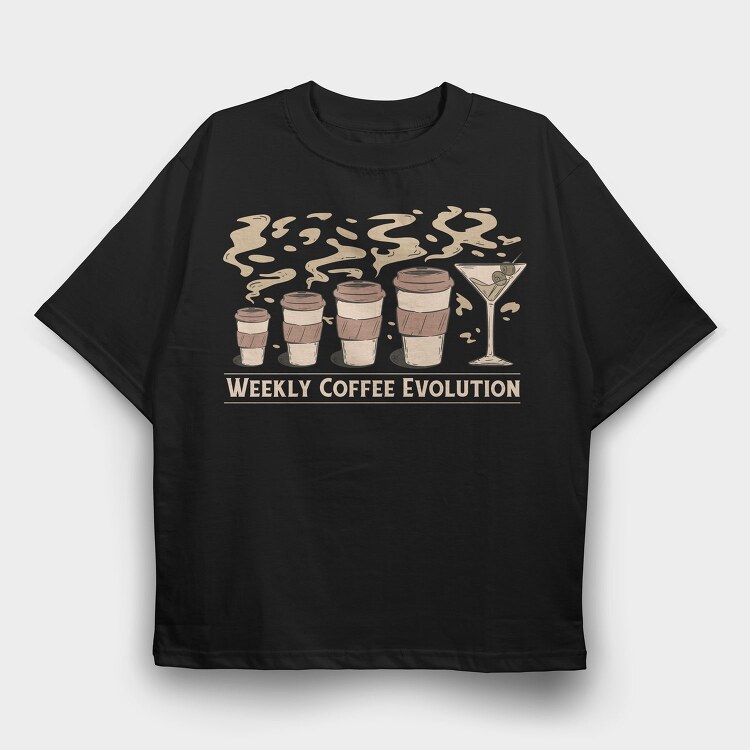 Coffee Drink Evolution Weekly, Tricou Oversize Barbati (Unisex)