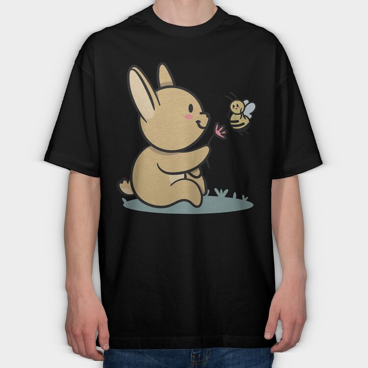 Bunny And Bee Request, Tricou Oversize Barbati (Unisex)
