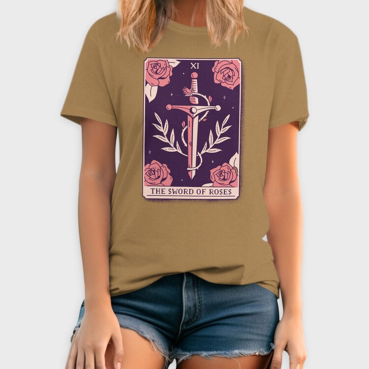 Sword And Roses Mystical Tarot Card The Sword Of Roses 11, Tricou Barbati (Unisex)