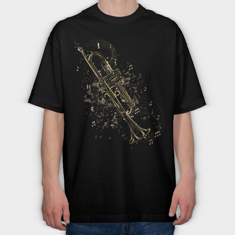 Trumpet Instrument Musical Notes Trompete, Tricou Oversize Barbati (Unisex)