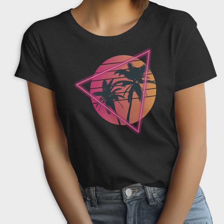 Vaporwave Palm Tree Sunset, Tricou Femei