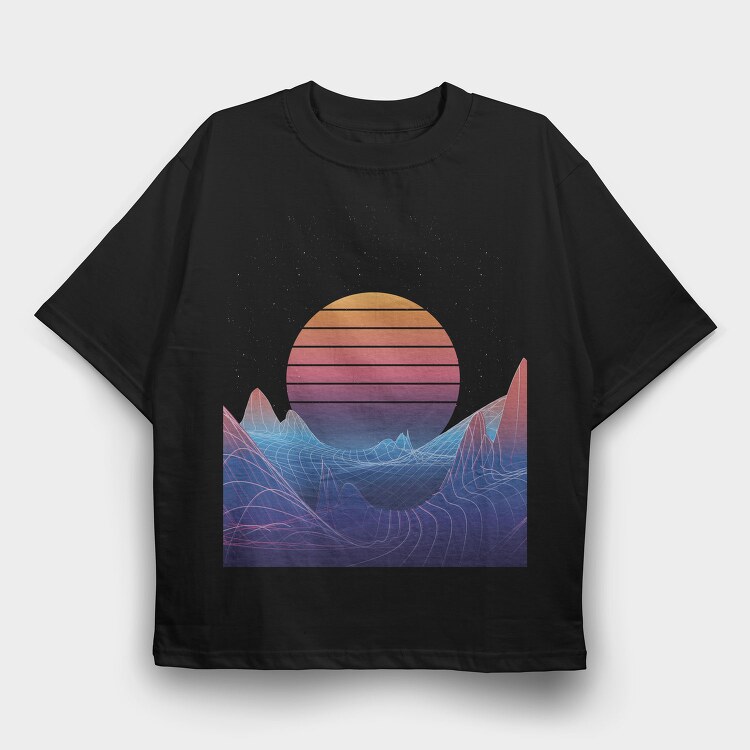 Synthwave Sunset, Tricou Oversize Barbati (Unisex)