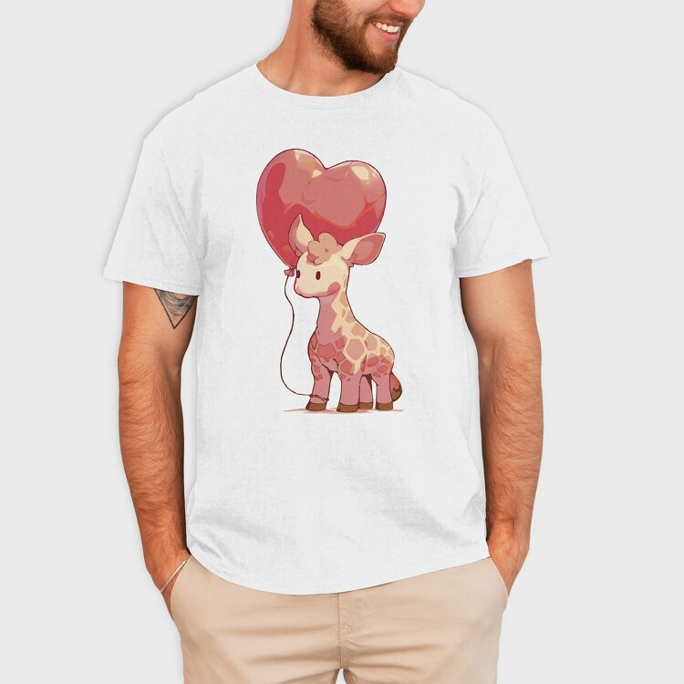 Giraffe With Heart Balloon Baby Hearth, Tricou Barbati (Unisex)