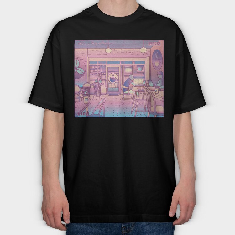 Coffee Shop Vaporwave, Tricou Oversize Barbati (Unisex)