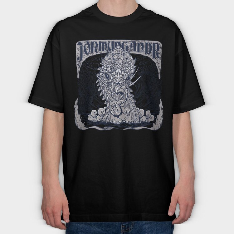 World Serpent Norse Mythology Jormungandr Snake, Tricou Oversize Barbati (Unisex)