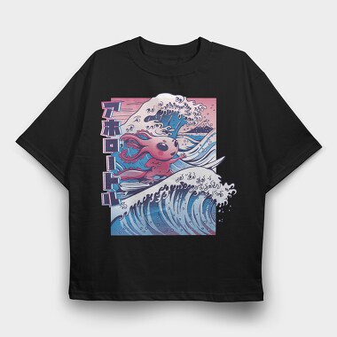Vaporwave Surfing Axolotl Surf, Tricou Oversize Barbati (Unisex)