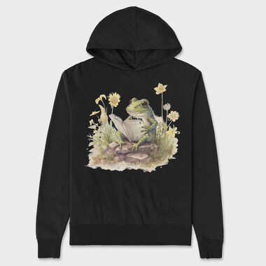 Frog Reading Watercolor, Hanorac Oversize Barbati (Unisex)